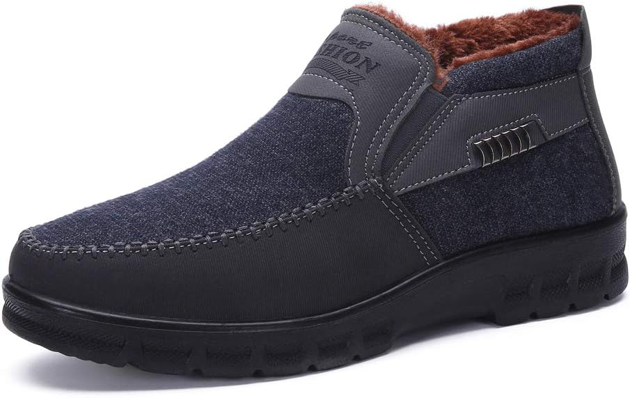 

Мужские зимние ботинки-мокасины с меховой подкладкой, теплые туфли-лоферы, подходящие для вождения, дома и на улице, нескользящие, для пожилых, кроссовки для прогулок Asifn, серый