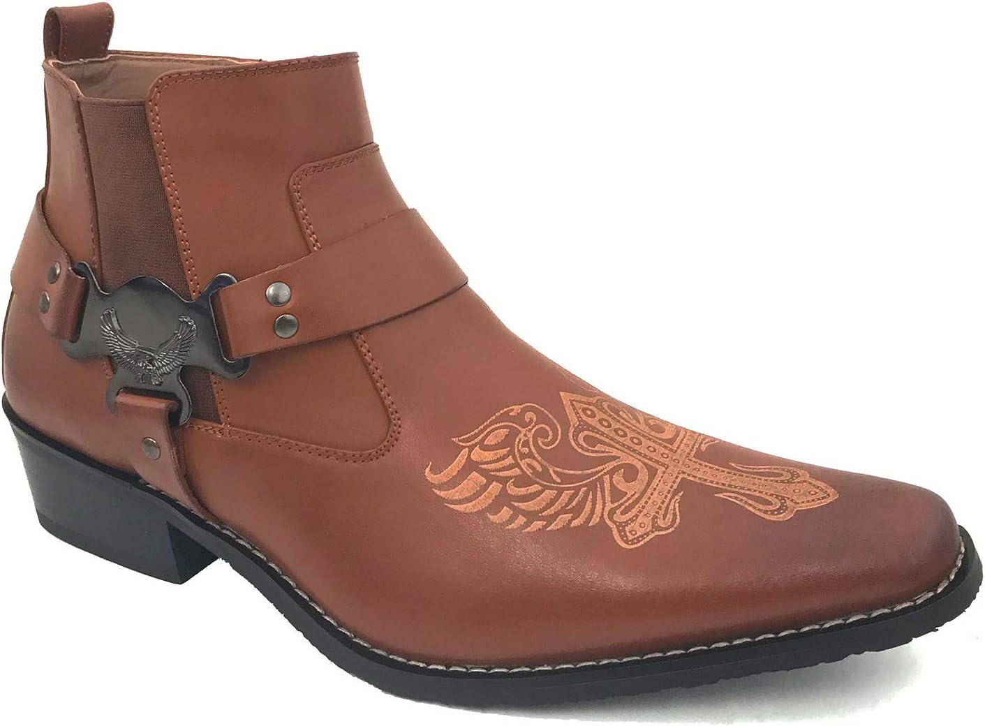 

Мужские ковбойские сапоги W1TCJ в стиле вестерн с кожаной подкладкой и боковой молнией O Fellini, коричневый