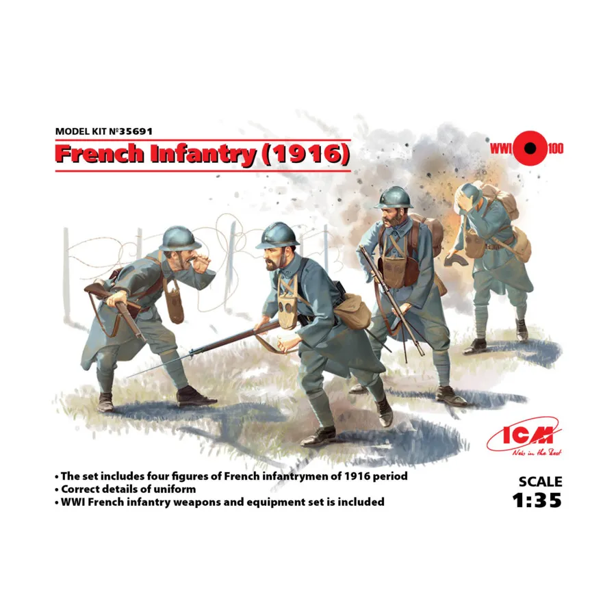 

Французская пехота времен Первой мировой войны (1916 г.), Military Models 1/35 Scale (ICM)