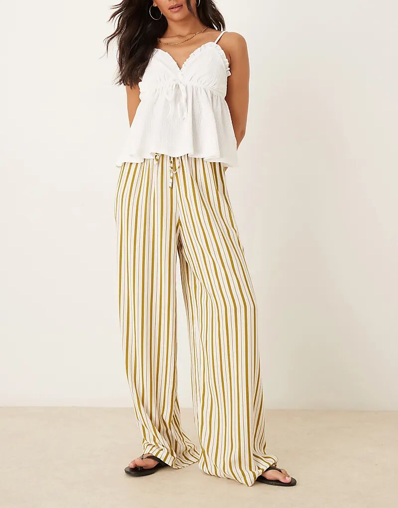 

Льняные брюки ASOS DESIGN в тонкую оливковую полоску