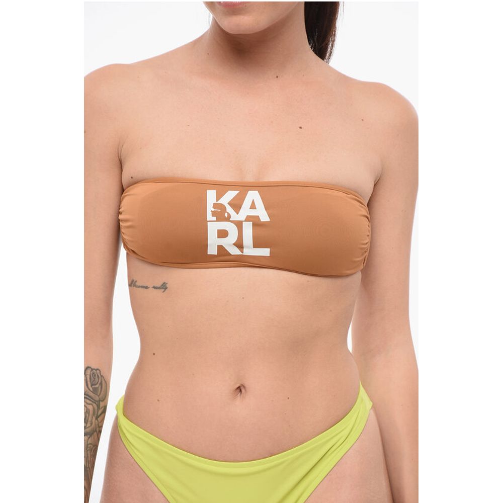 

Однотонный топ-бандо с контрастным напечатанным логотипом Karl Lagerfeld, Brown