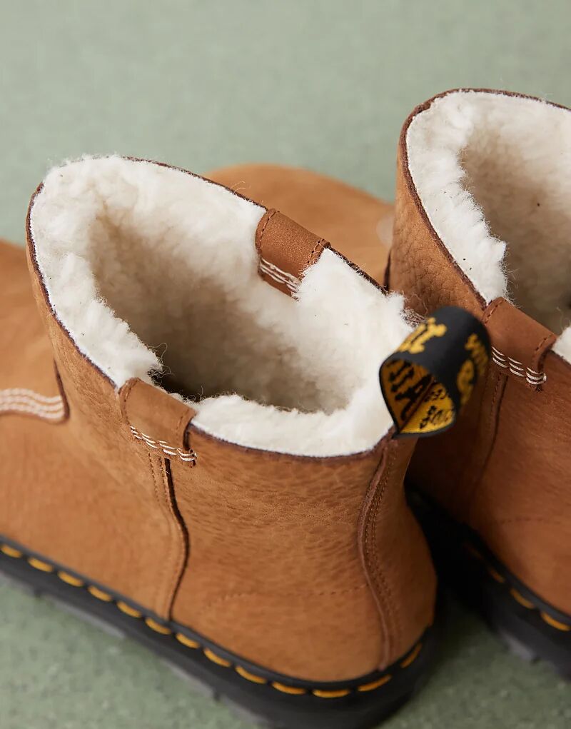 Ботинки Rigger Dr Martens ZebZag с подкладкой из овчины коричневого цвета — фото 2