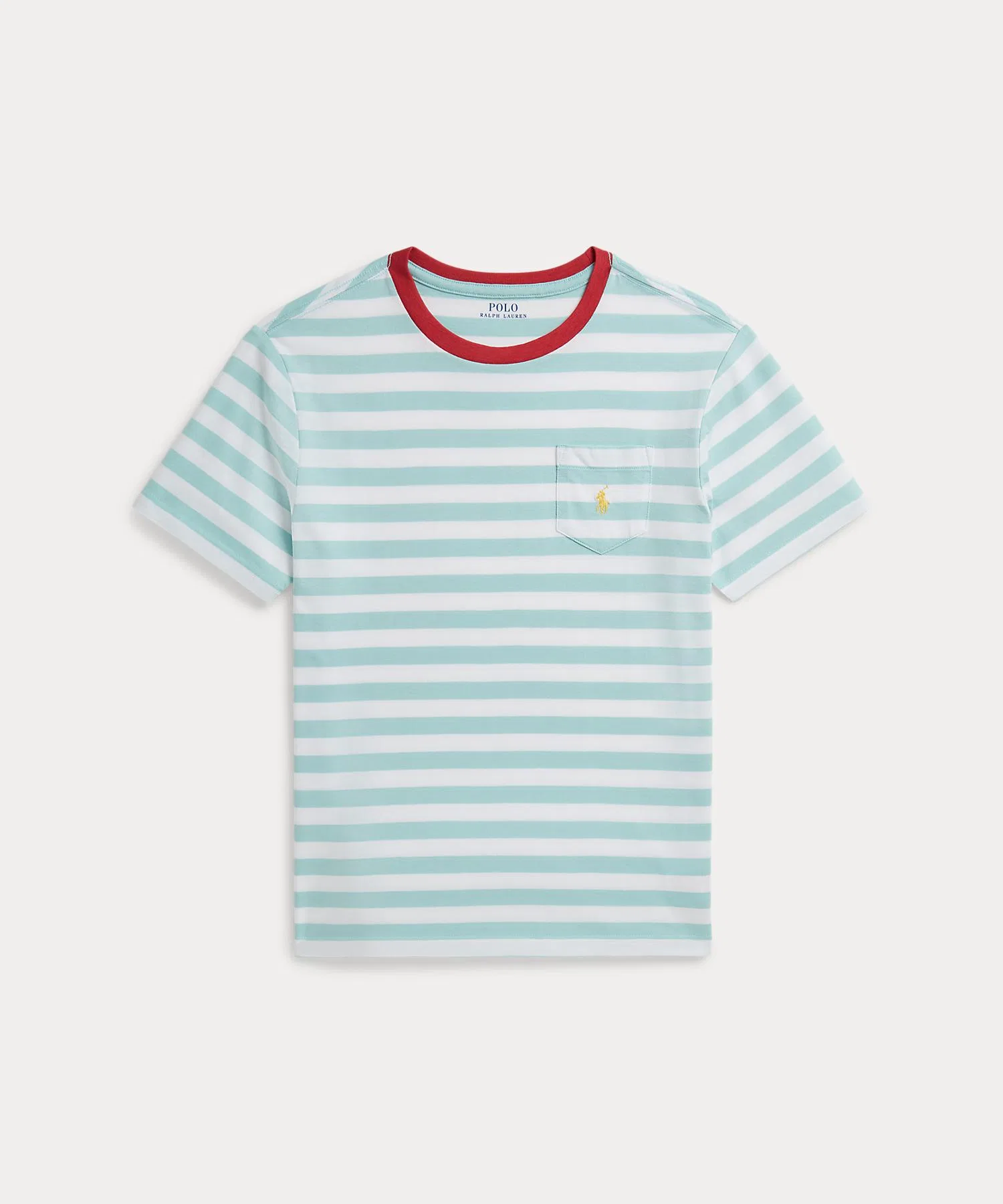 Детская футболка-поло в полоску POLO RALPH LAUREN CHILDRENSWEAR с вышивкой и карманом мультиколор