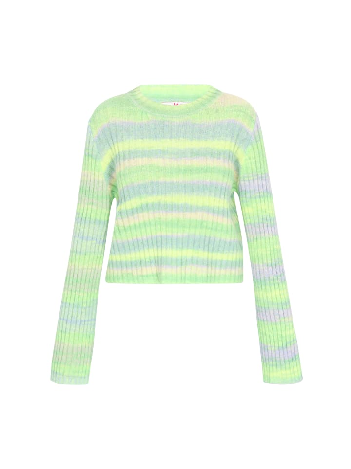 

Женский свитер зеленого цвета с разноцветными вставками myMo