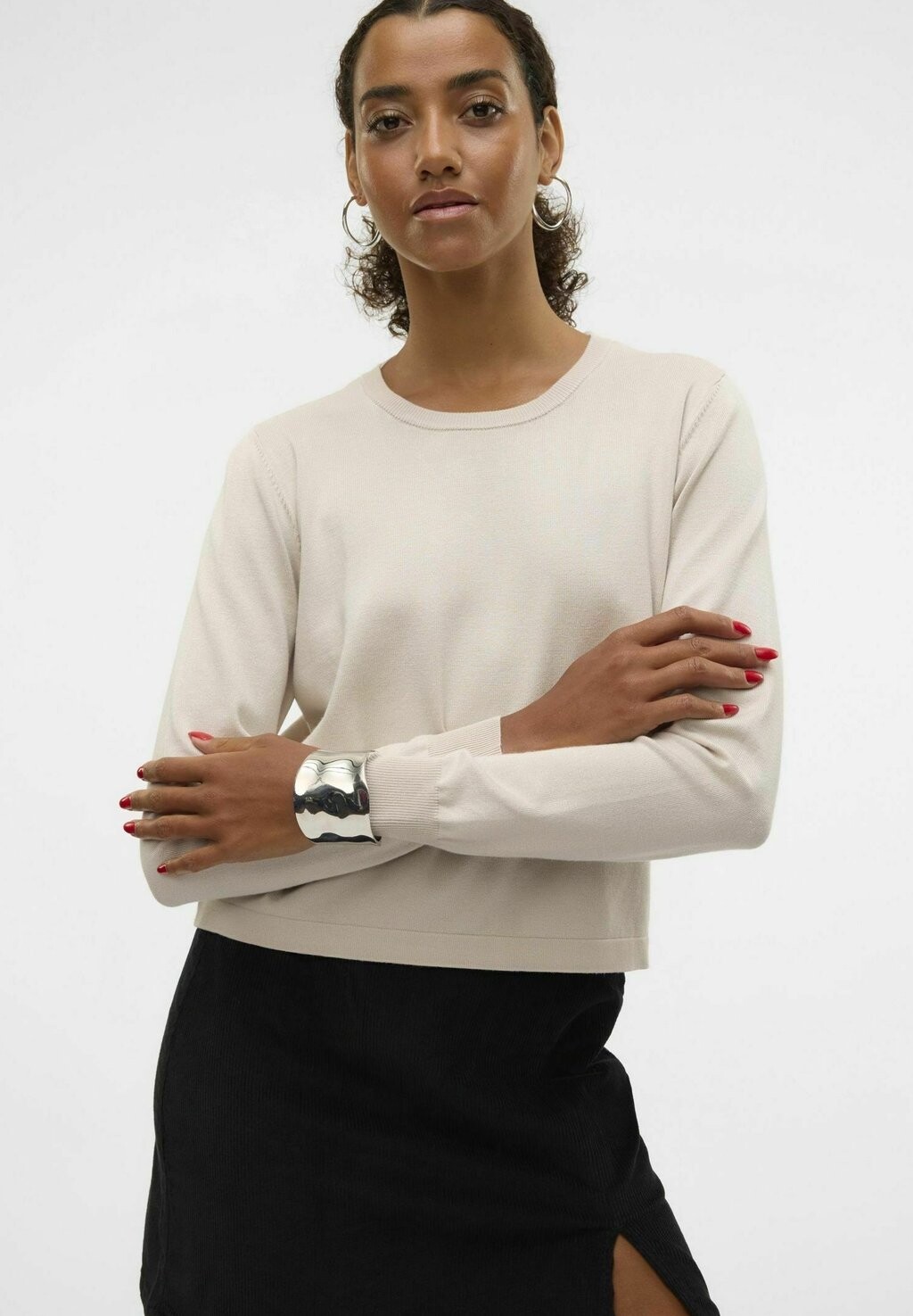 

Джемпер VMSILJE O NECK SHORT Vero Moda, бежевый