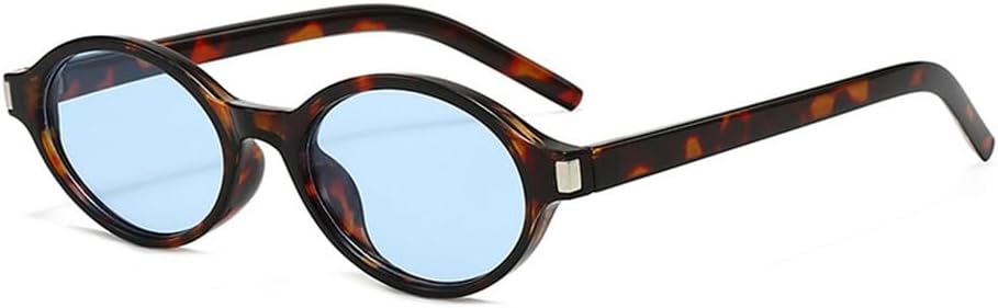 

Солнцезащитные очки UV400 - маленькие овальные, в стиле панк, с леопардовым принтом, синего цвета, для женщин и мужчин, для бега и активного отдыха UYPTK, Leopard Blue