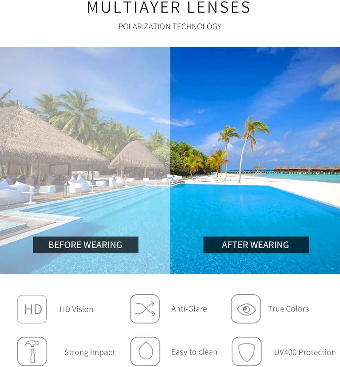 

Квадратные солнцезащитные очки 2026 для мужчин и женщин, для отдыха на природе, пляжа и в качестве декоративного элемента (Цвет: A, Размер: Средний) MTZJH, C