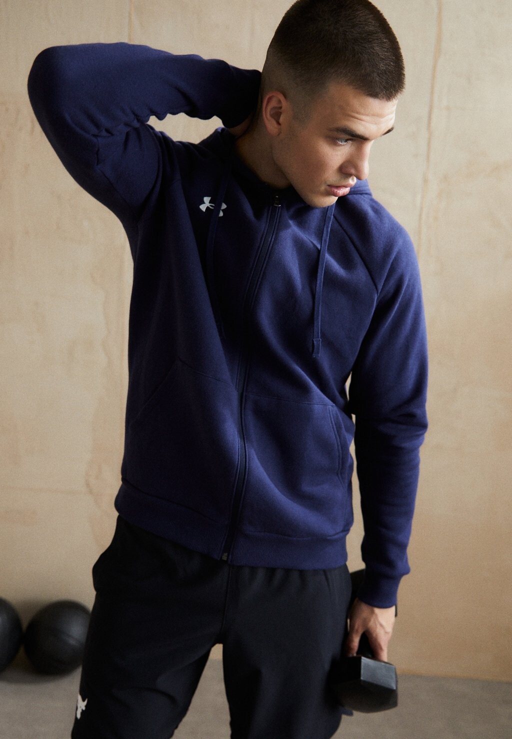 

Толстовка на молнии RIVAL HOODIE Under Armour, темно-синий/белый