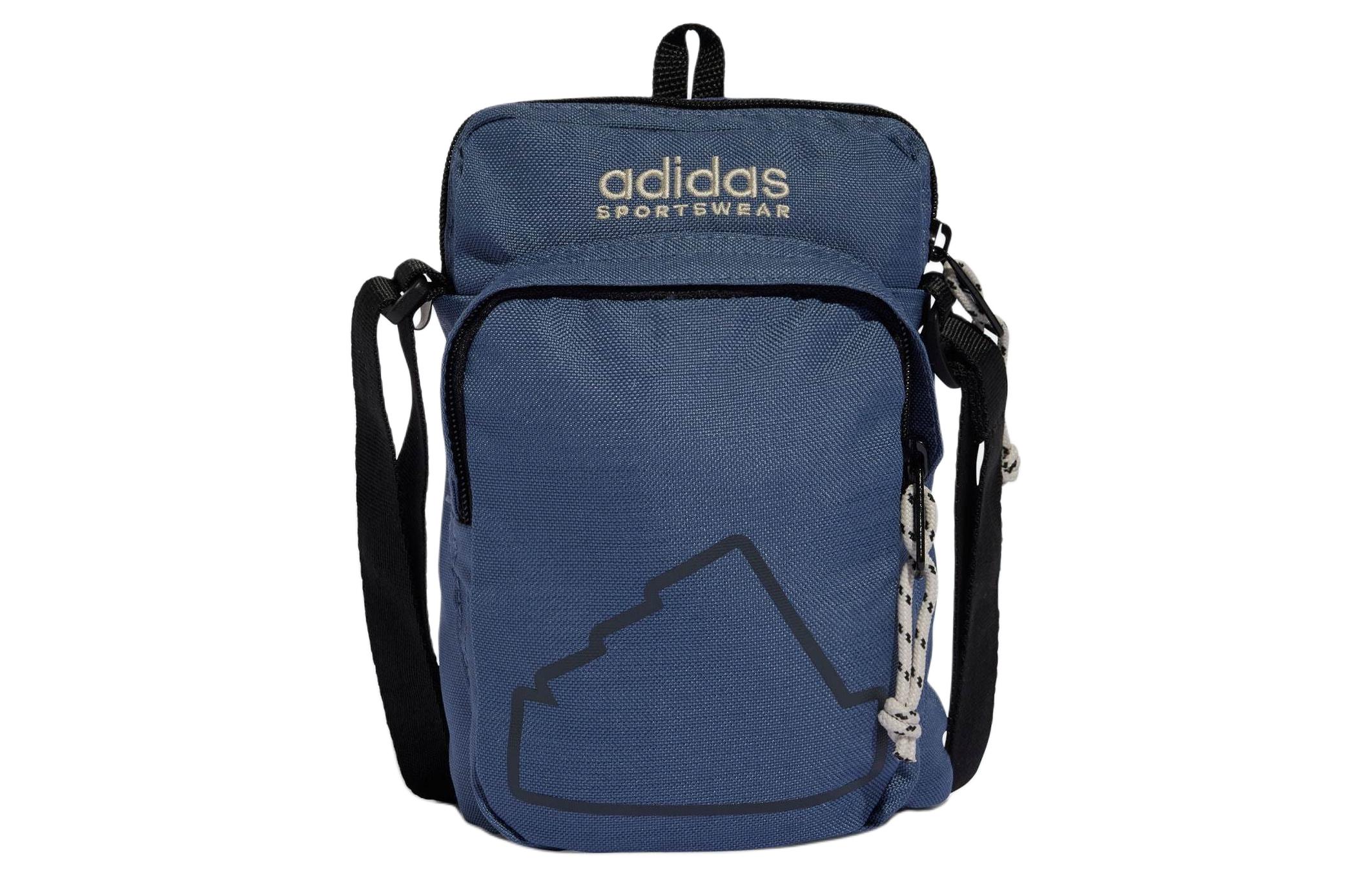 

Футболка Adidas Unisex из переработанных материалов, наплечная сумка через плечо, чернильно-синий и черный и светло-серый