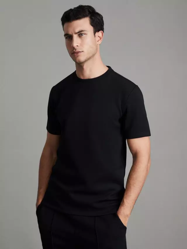 

Футболка Reiss Bradley Short Sleeve Interlock Crew, темно-синий