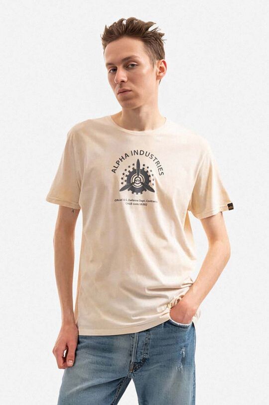 

Хлопковая футболка Alpha Industries, бежевый