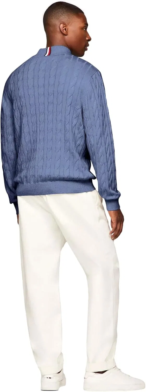 Мужской свитер TOMMY HILFIGER Signature Cable Kint Quarter Zip Pullover Sweater из коллекции 2025 года — фото 4