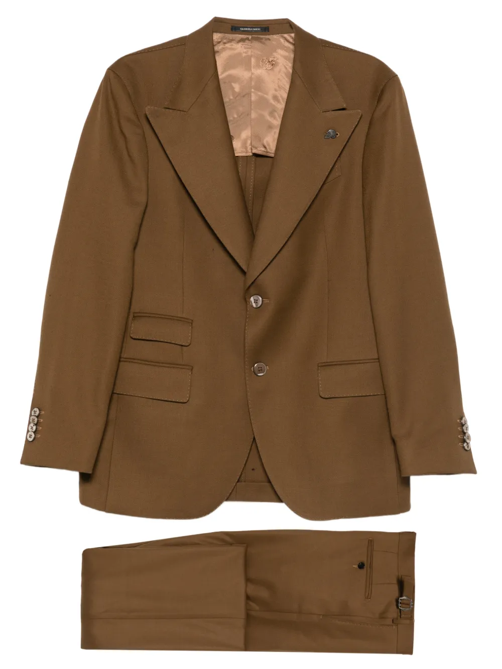 

Костюм с карманами с клапанами и на пуговицах Luigi Bianchi Mantova, коричневый