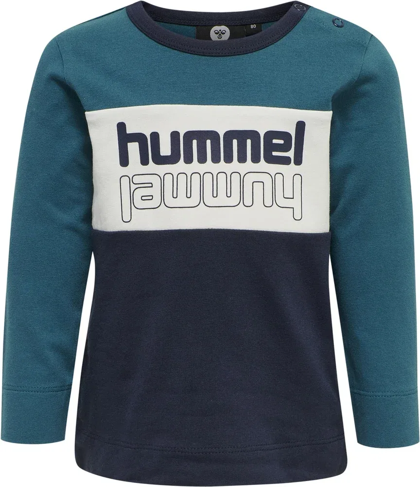Футболка с длинным рукавом, цвет-блок, Hummel, синяя — фото 3