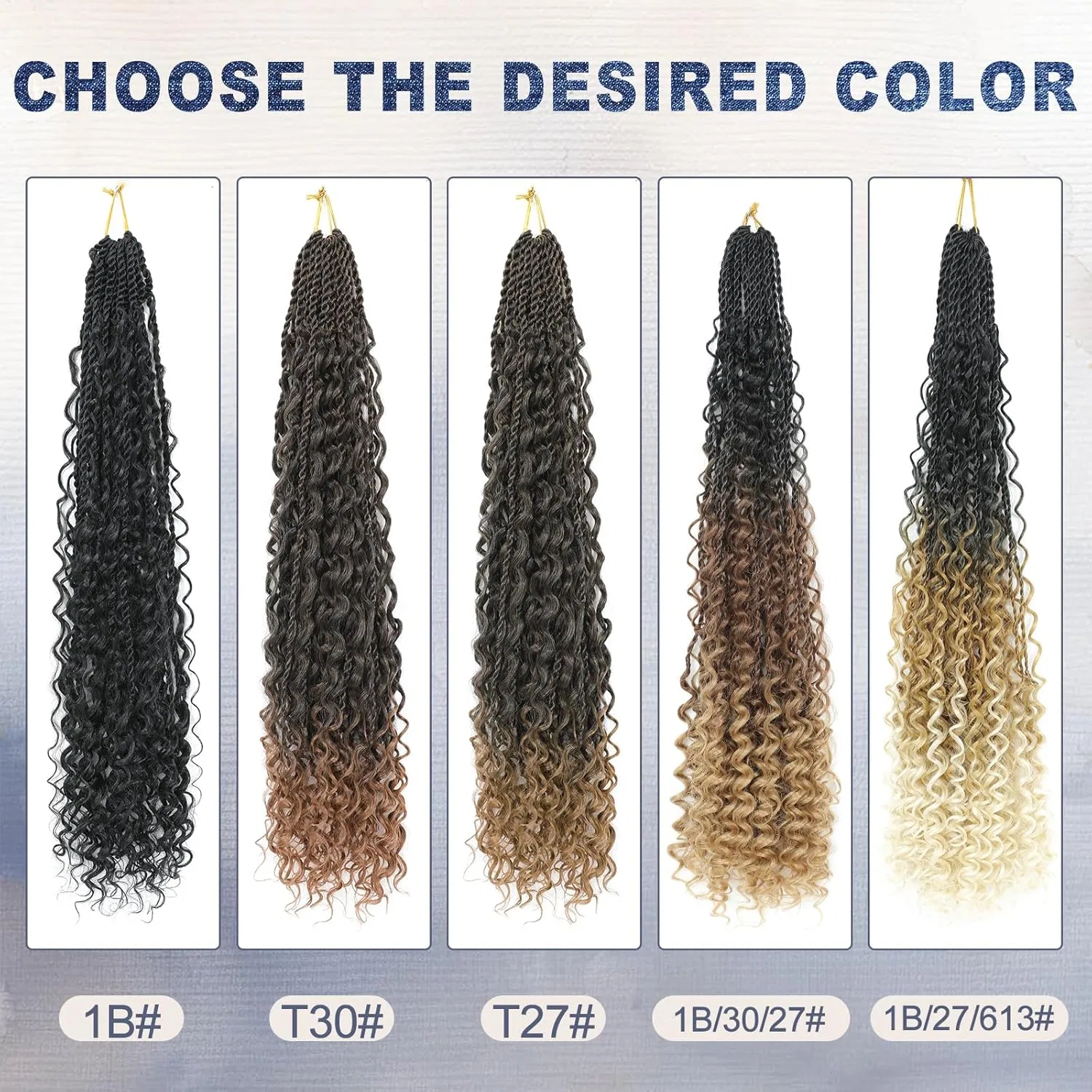 Набор для плетения сенегальских кос Senegalese Twist Crochet Hair 8 упаковок 16 дюймов Auxemuen, 1B — фото 4