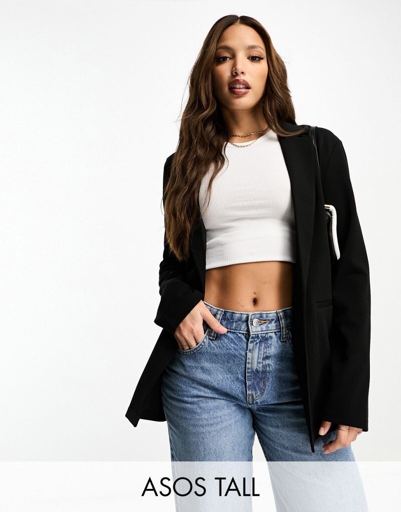 

Черный костюм из джерси свободного кроя ASOS DESIGN Tall