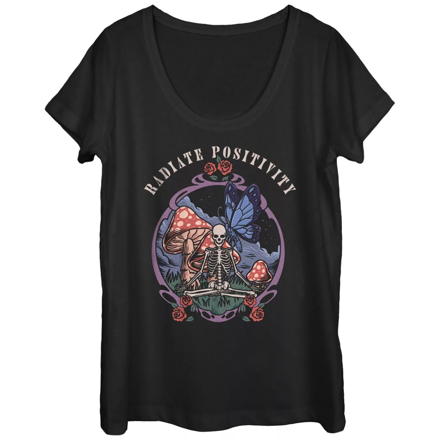 

Юниорская футболка Radiate Positivity Skeleton с винтажным логотипом и графическим рисунком Licensed Character