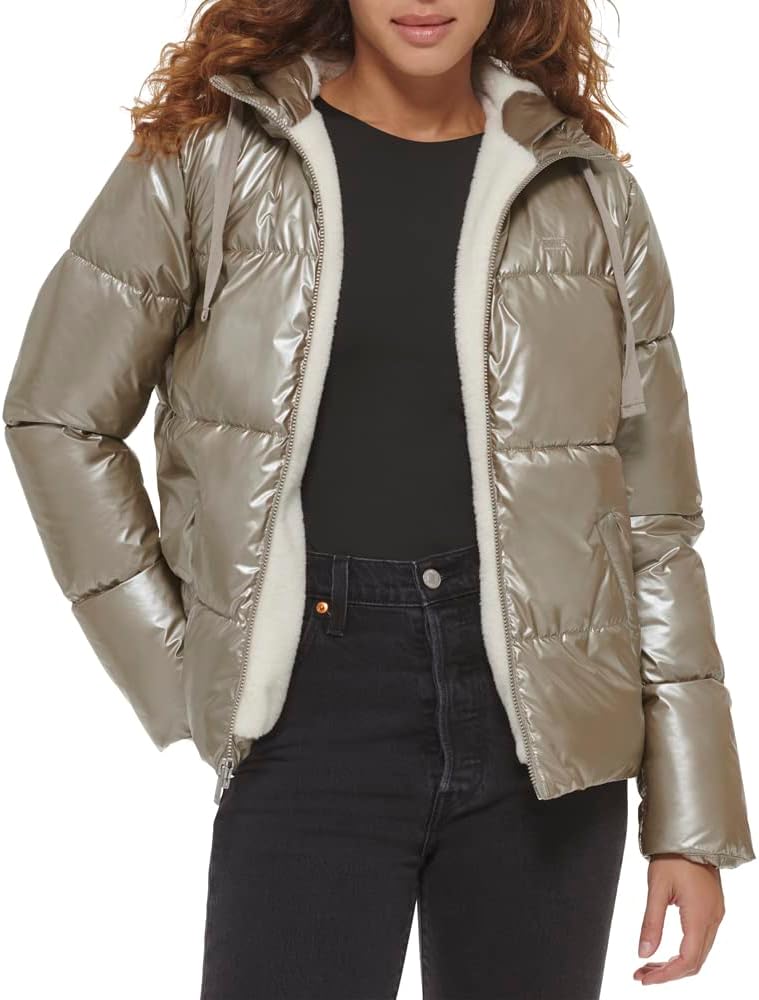 

Женская куртка-пуховик Levi's Molly с подкладкой из шерпы, золотой