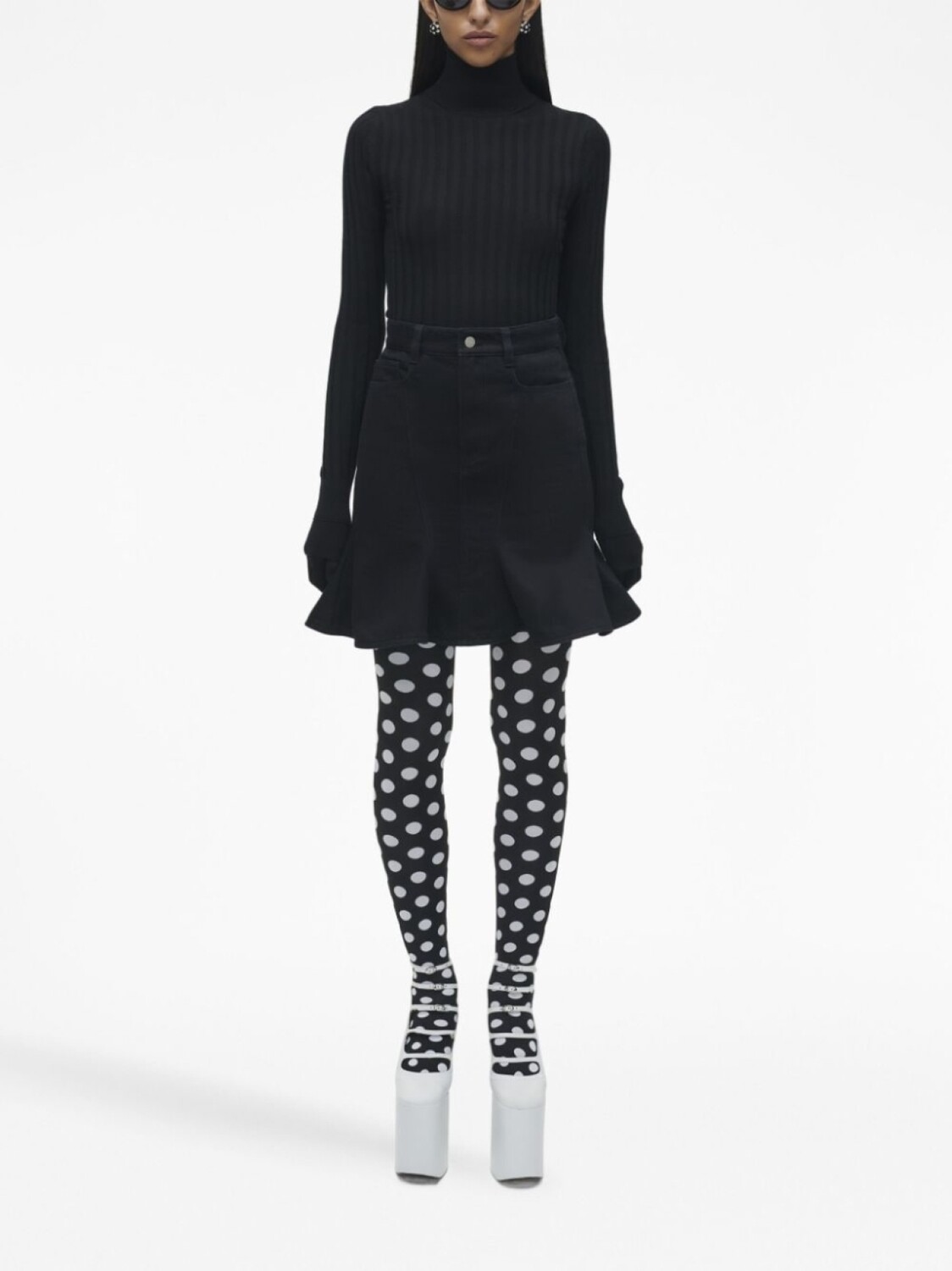 Расклешенная джинсовая мини-юбка Marc Jacobs, черный — фото 2