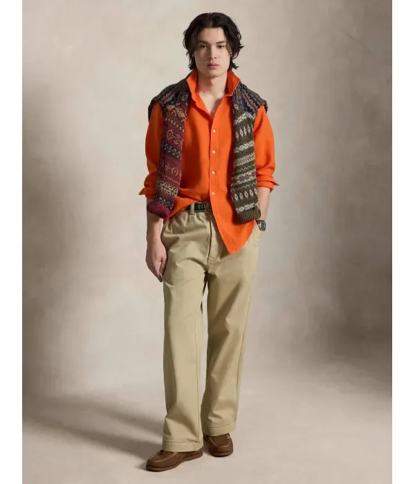 Льняная рубашка custom fit Polo Ralph Lauren, оранжевый — фото 2