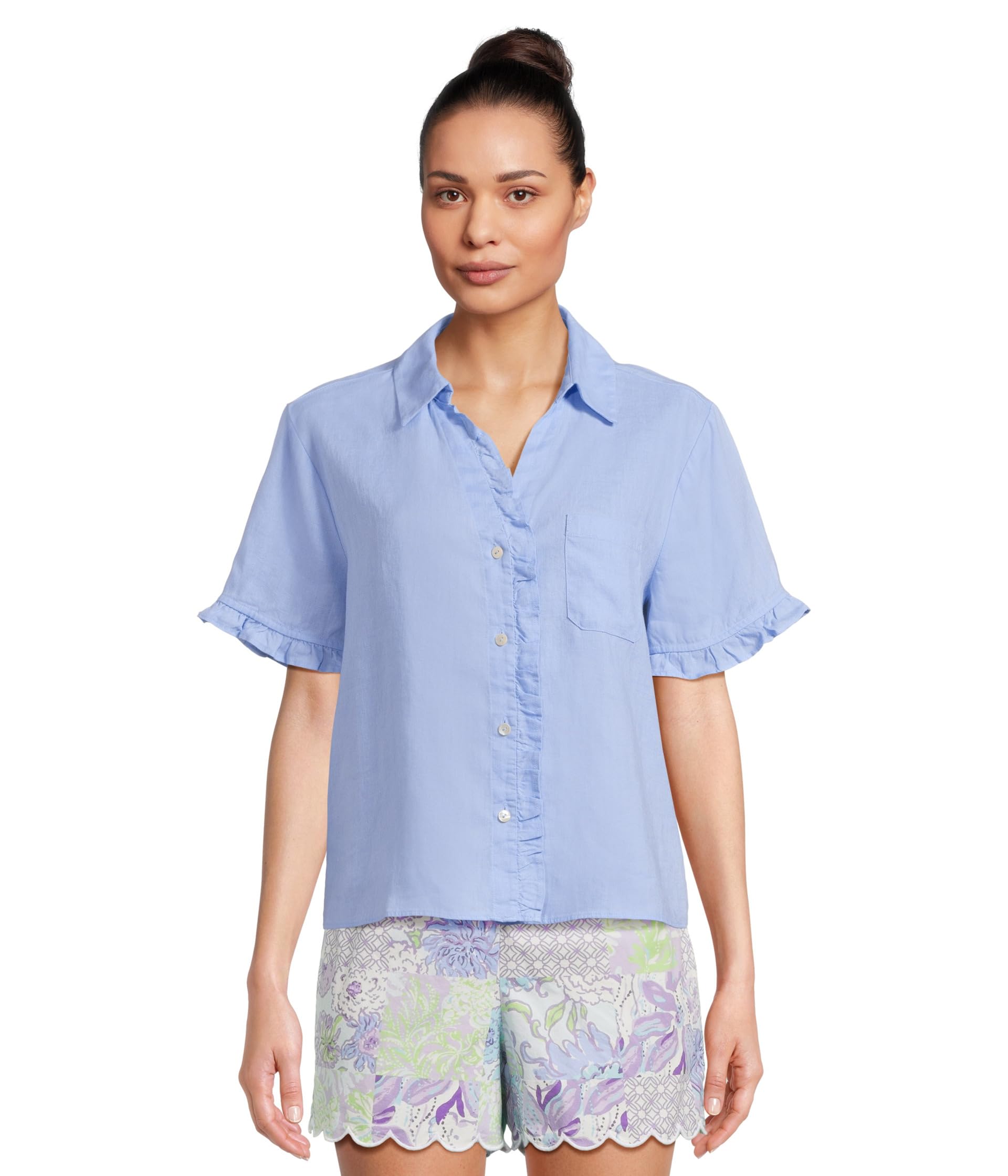 

Топ Lilly Pulitzer Carden Ruffle Top, Jacaranda Blue