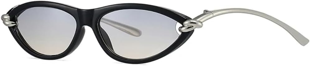 

Популярные модные солнцезащитные очки «кошачий глаз» конфетных цветов для женщин, овальные, с полой оправой, защита от УФ-излучения UV400 для мужчин UATXTAU, Black Grey Tea