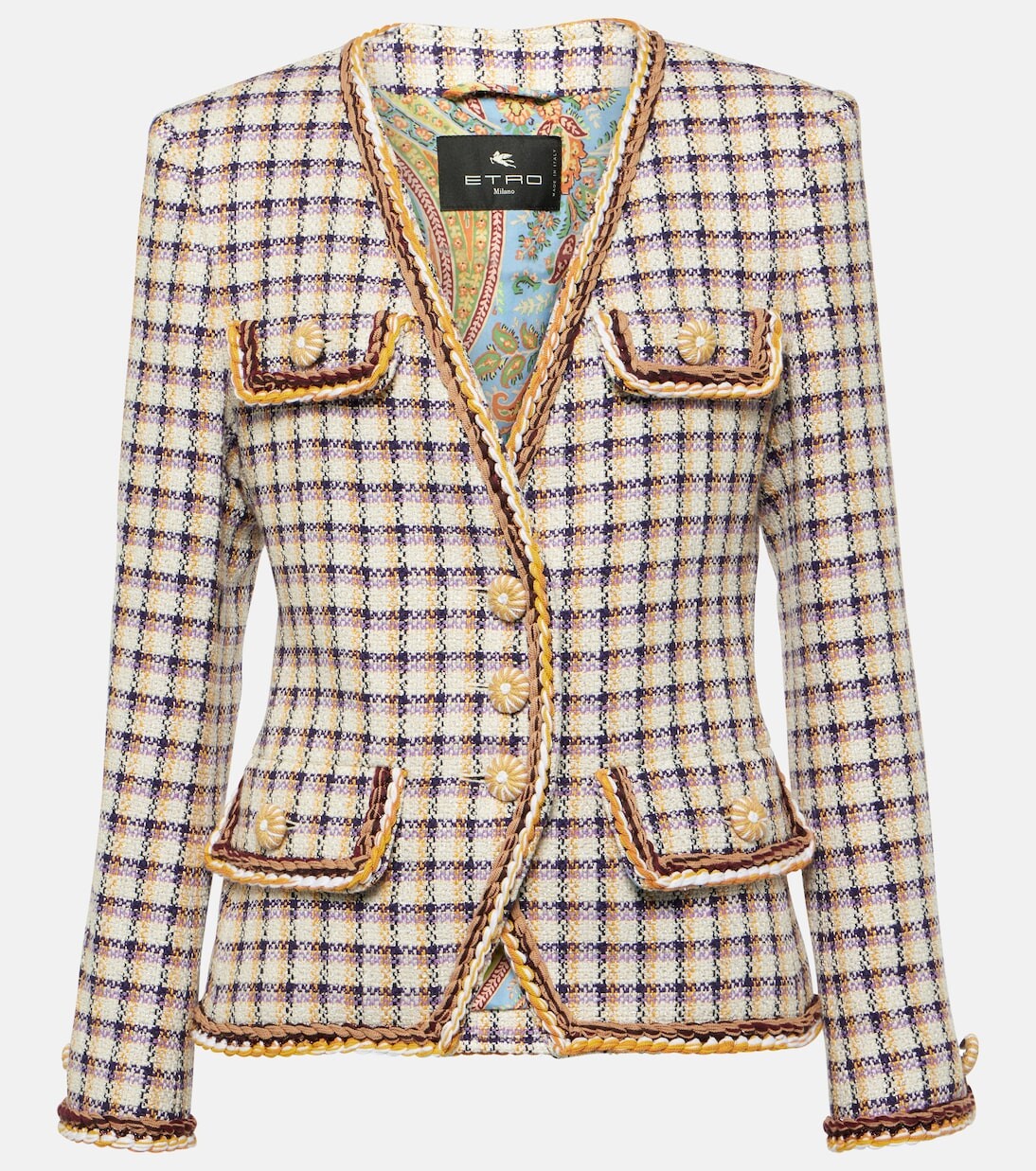 

Куртка в клетку из смесового хлопка Etro, красный