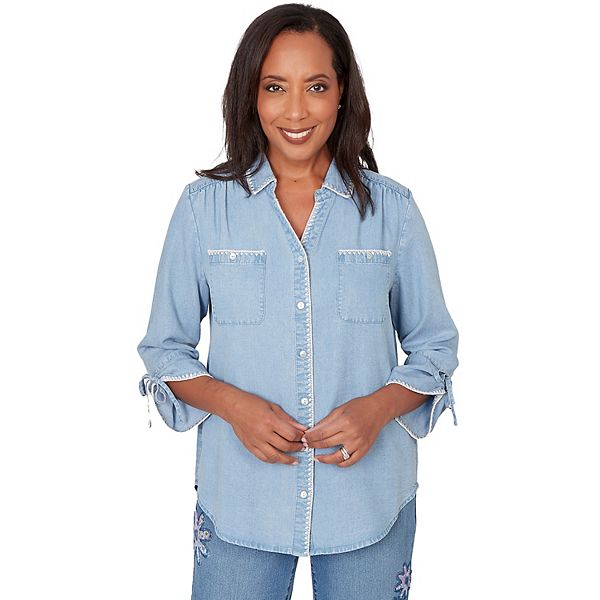 

Топ на пуговицах с отделкой blanket stitch Alfred Dunner