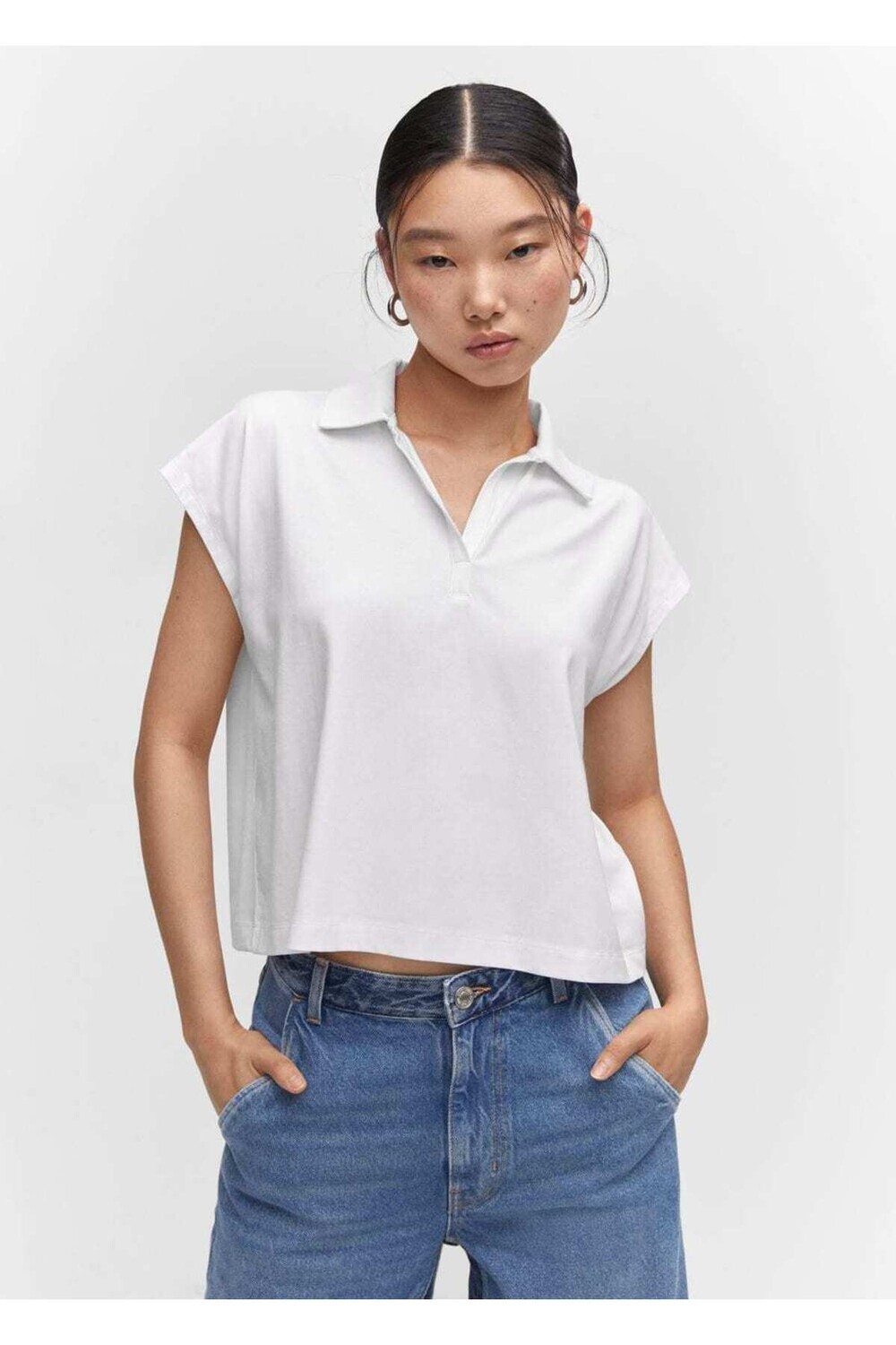 

Поло из модала оверсайз Mango, белый