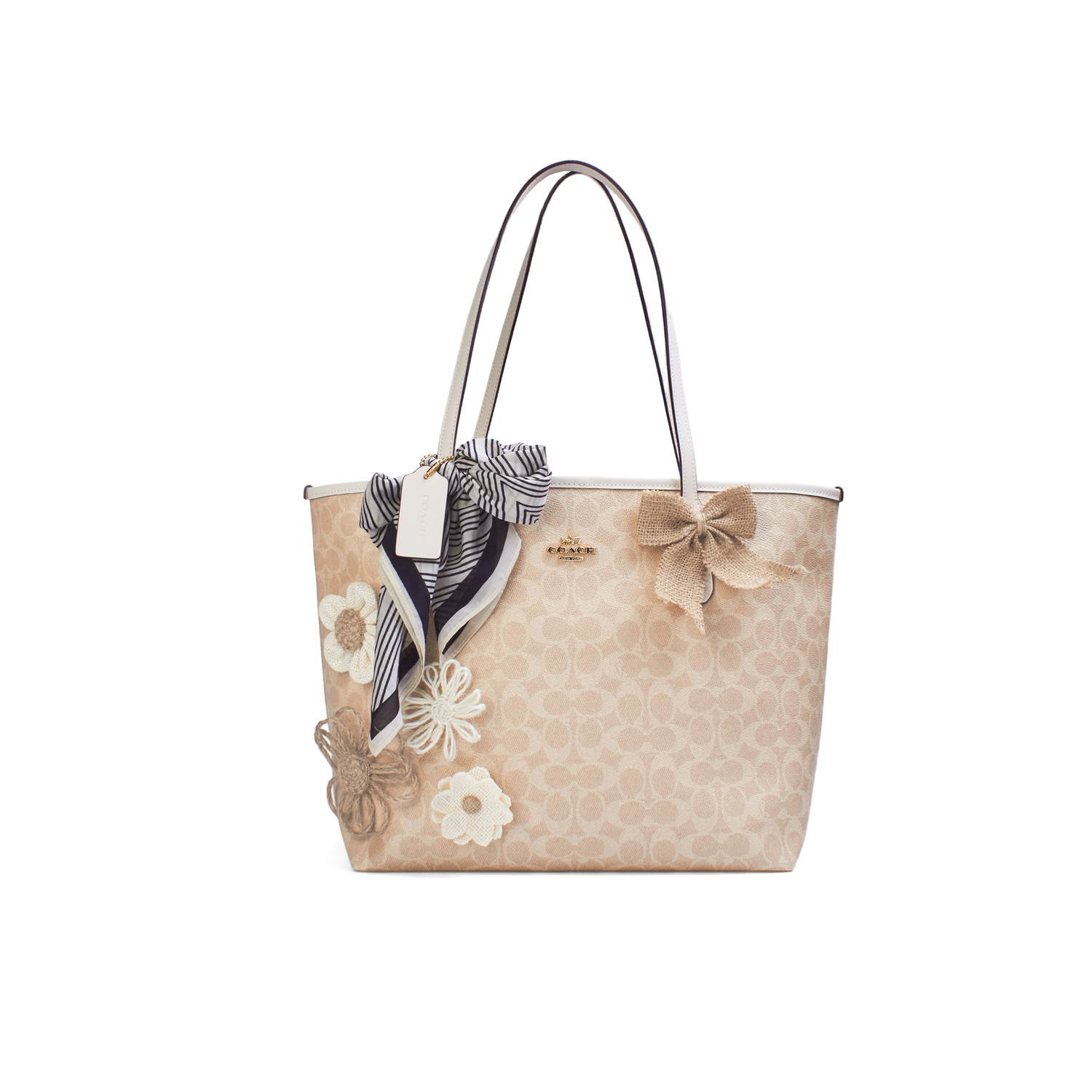 

COACH Городская сумка через плечо, большая женская, песочная, из прорезиненного холста