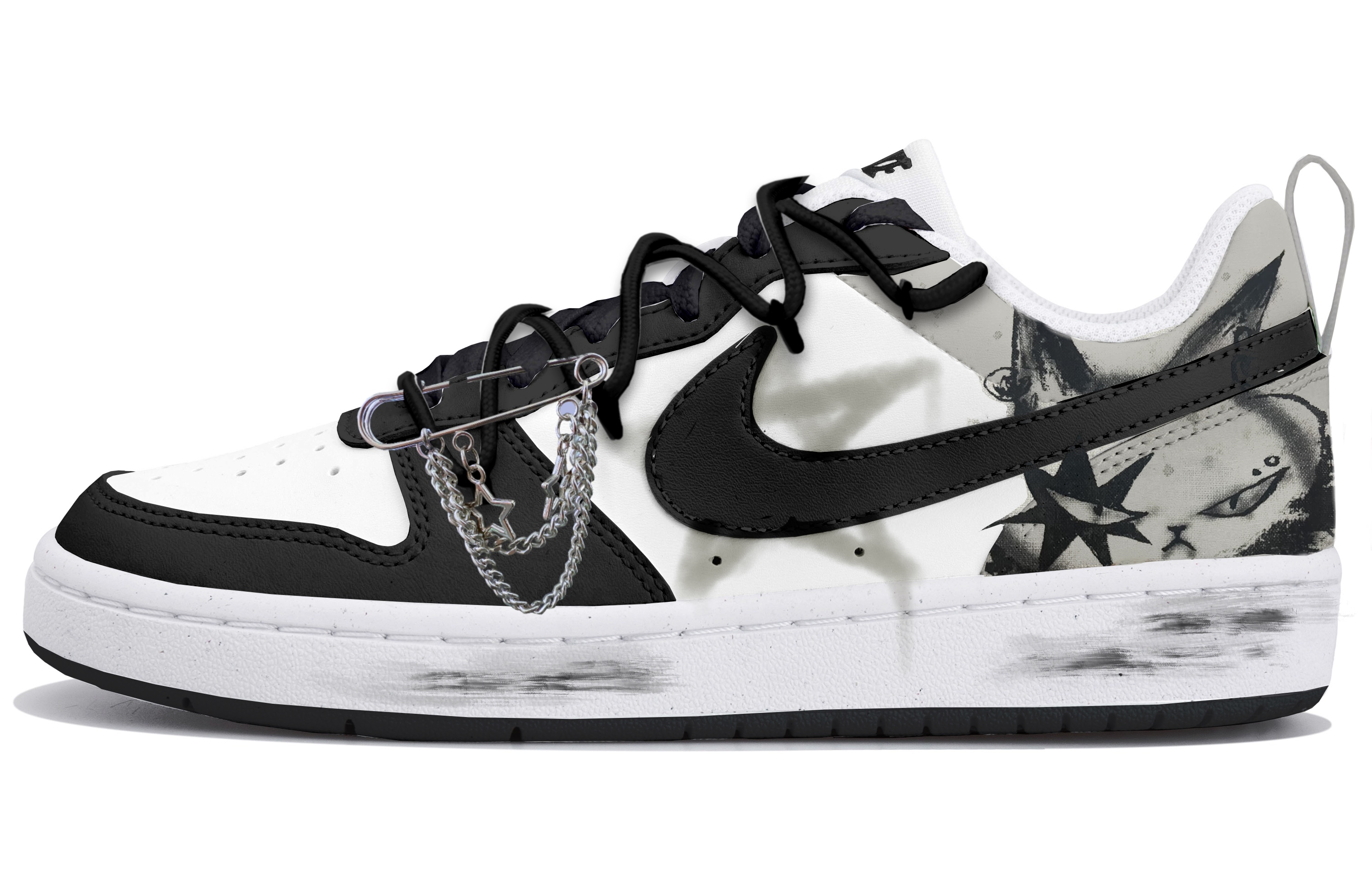 

Кроссовки для скейтбординга Court Borough LOW RECRAFT для детей и подростков Nike, черный/белый/серый