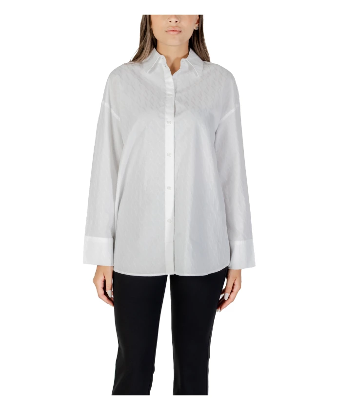 

Элегантная хлопковая блузка с широкими манжетами Armani Exchange, белый