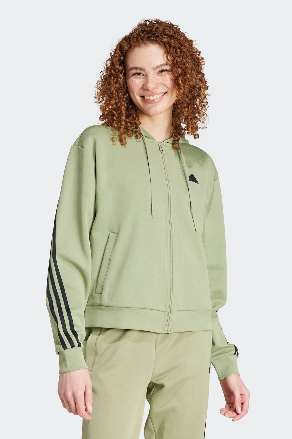 

Толстовка Future Icons с тремя полосками и застежкой молнией Adidas, зеленый