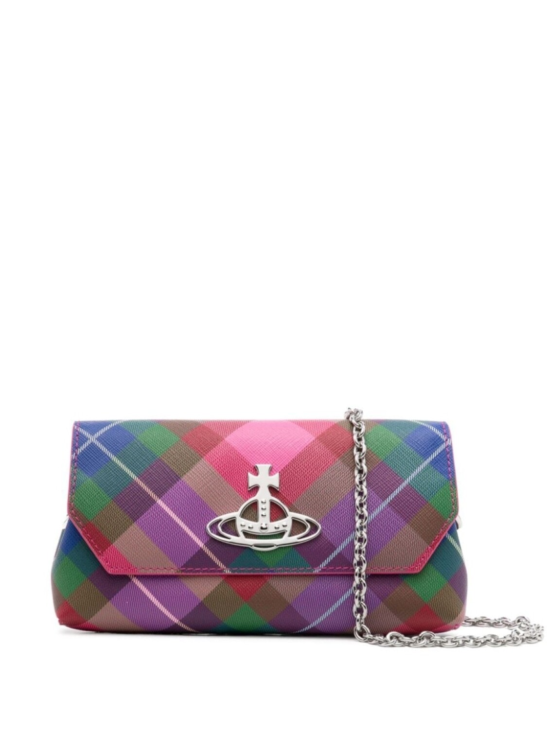 

Vivienne Westwood маленький кошелек в клетку тартан с цепочкой, розовый