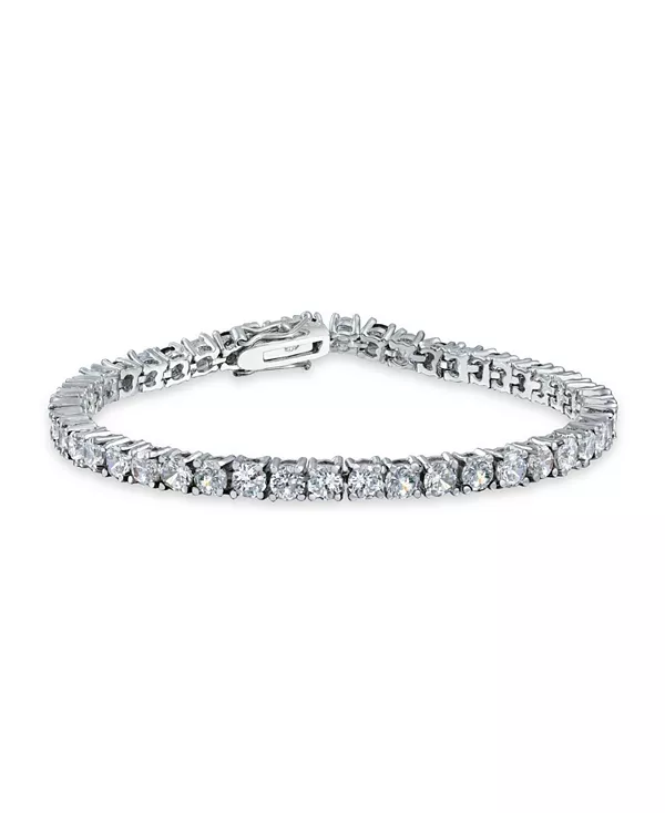 

12 карат, набор из 4 зубцов, одинарный круглый кубический цирконий, теннисный браслет для выпускного, 7,5 дюймов Bling Jewelry, clear