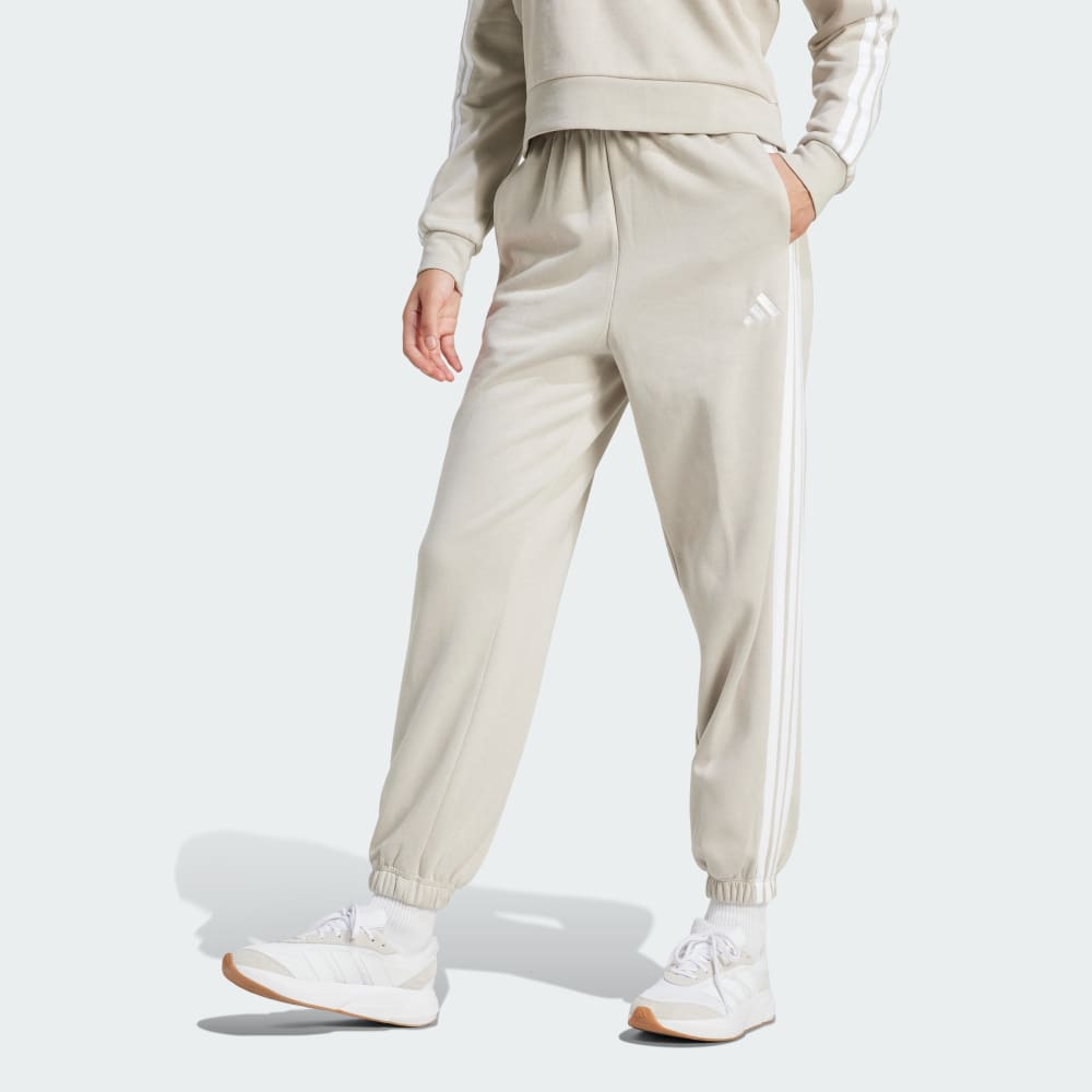 

Спортивные брюки Adidas Essentials 3-Stripes Fleece Loose-Fit Pants, цвет Beige/White
