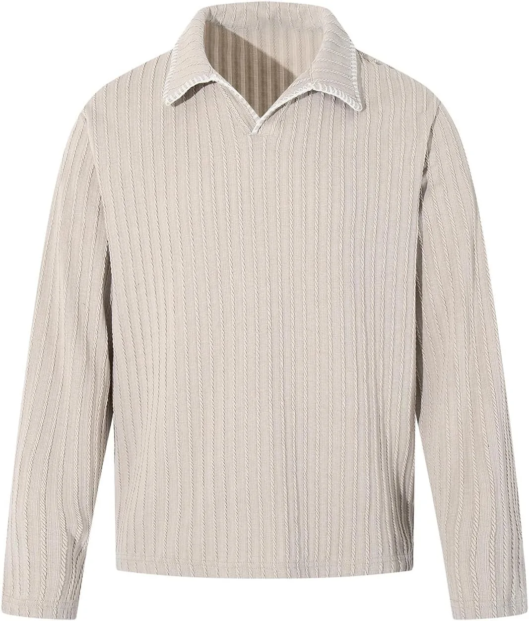 

Bakyarder Unisex вязаный поло-свитер с ребристым вертикальным узором