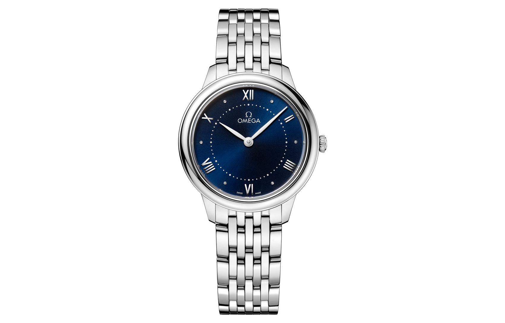 

OMEGA Часы Elegant Saucer Series Quartz Movement Women's Watch Blue Dial Stainless Steel Case Stainless Steel Watchband