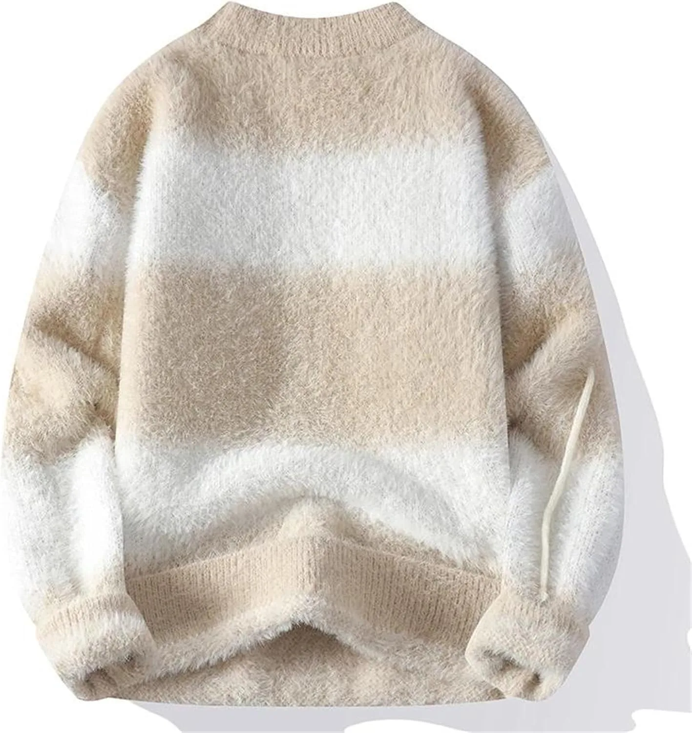 Мужской полосатый пуловер из шерстяной смеси для тепла и уюта в стиле casual streetwear на осень и зиму Generic, C6K3 — фото 3