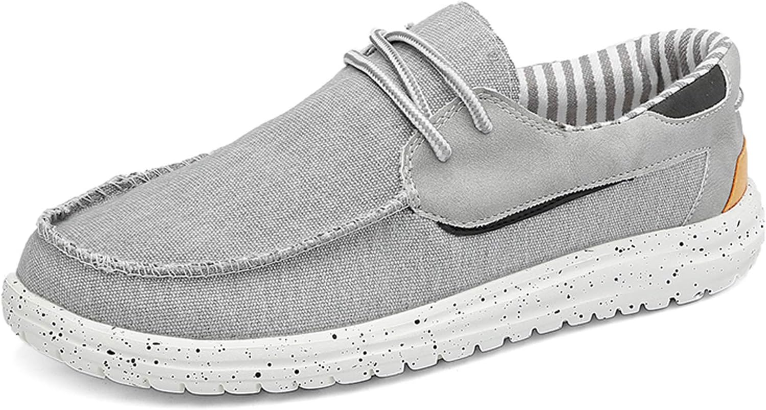 

Мужские парусиновые лодочные туфли GOSPT с шнуровкой, удобные плоские кроссовки для улицы, серый