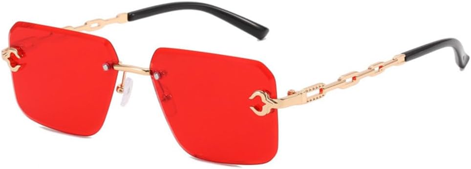 

Женские солнцезащитные очки квадратной формы без оправы, модные солнцезащитные очки с тонировкой без оправы, роскошные очки для мужчин с защитой от УФ-излучения UV400 LVTFCO, Red