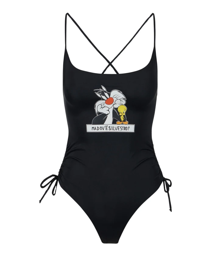 

Черный комбинезон с принтом Looney Tunes на груди. Iceberg, черный