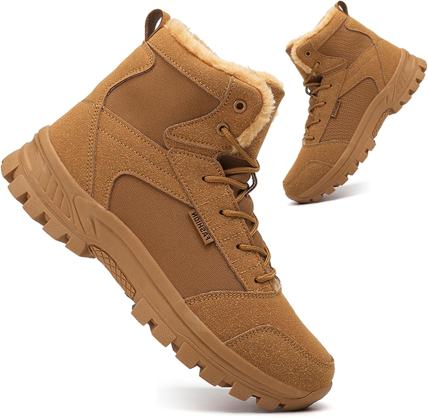 

Мужские средние ботинки с шнуровкой и меховой подкладкой, тактические военные, из замши и кожи, легкие, с нескользящей подошвой, водонепроницаемые, для походов на открытом воздухе Tengfeifly, оранжевый