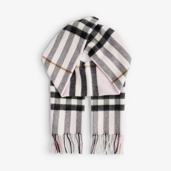 

Кашемировый шарф Giant Check с бахромой Burberry, розовый