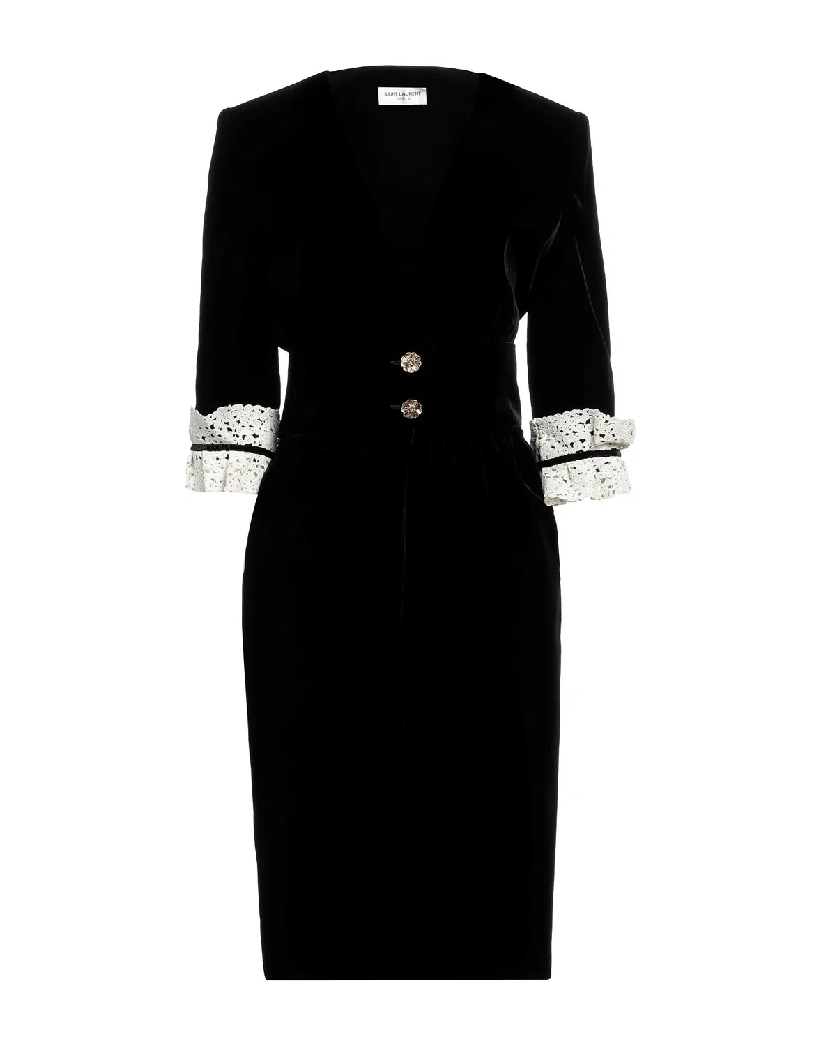 Платье миди вельветовое SAINT LAURENT черное