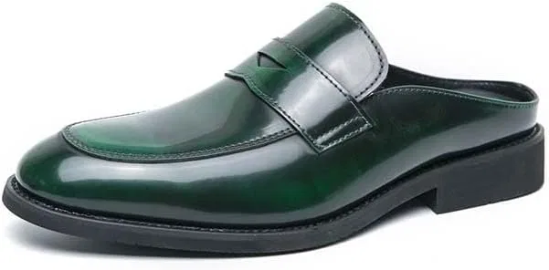 Мужские лоферы, кожаные, Half Shoes, Green
