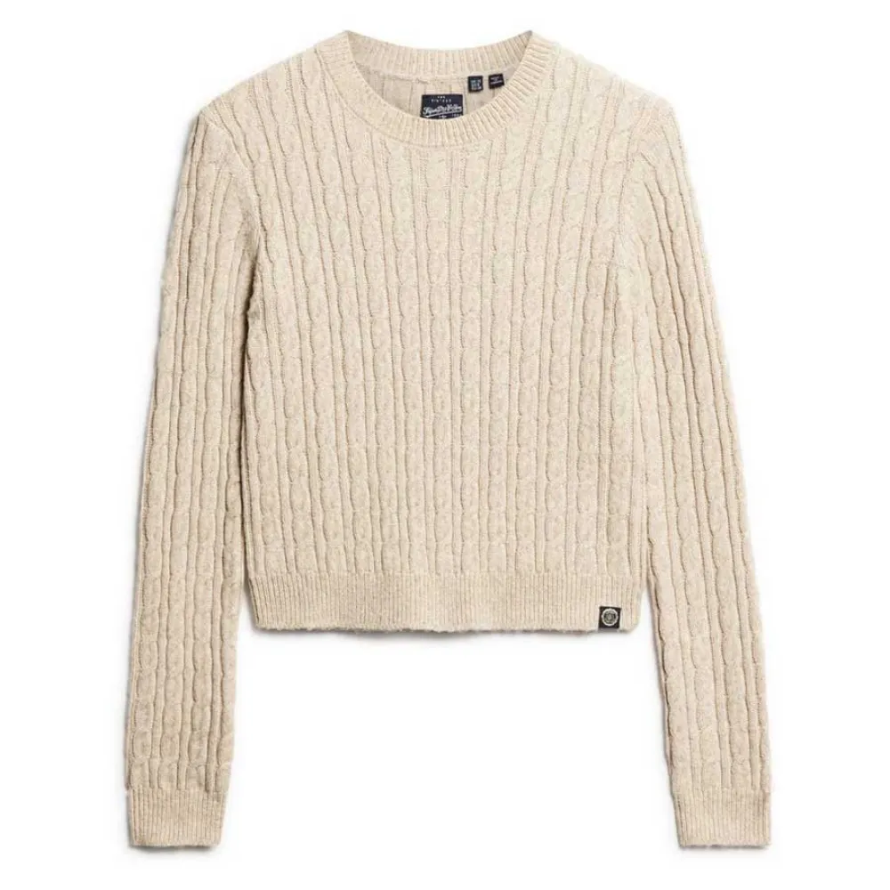 Свитер Superdry Fitted Cable, бежевый — фото 2