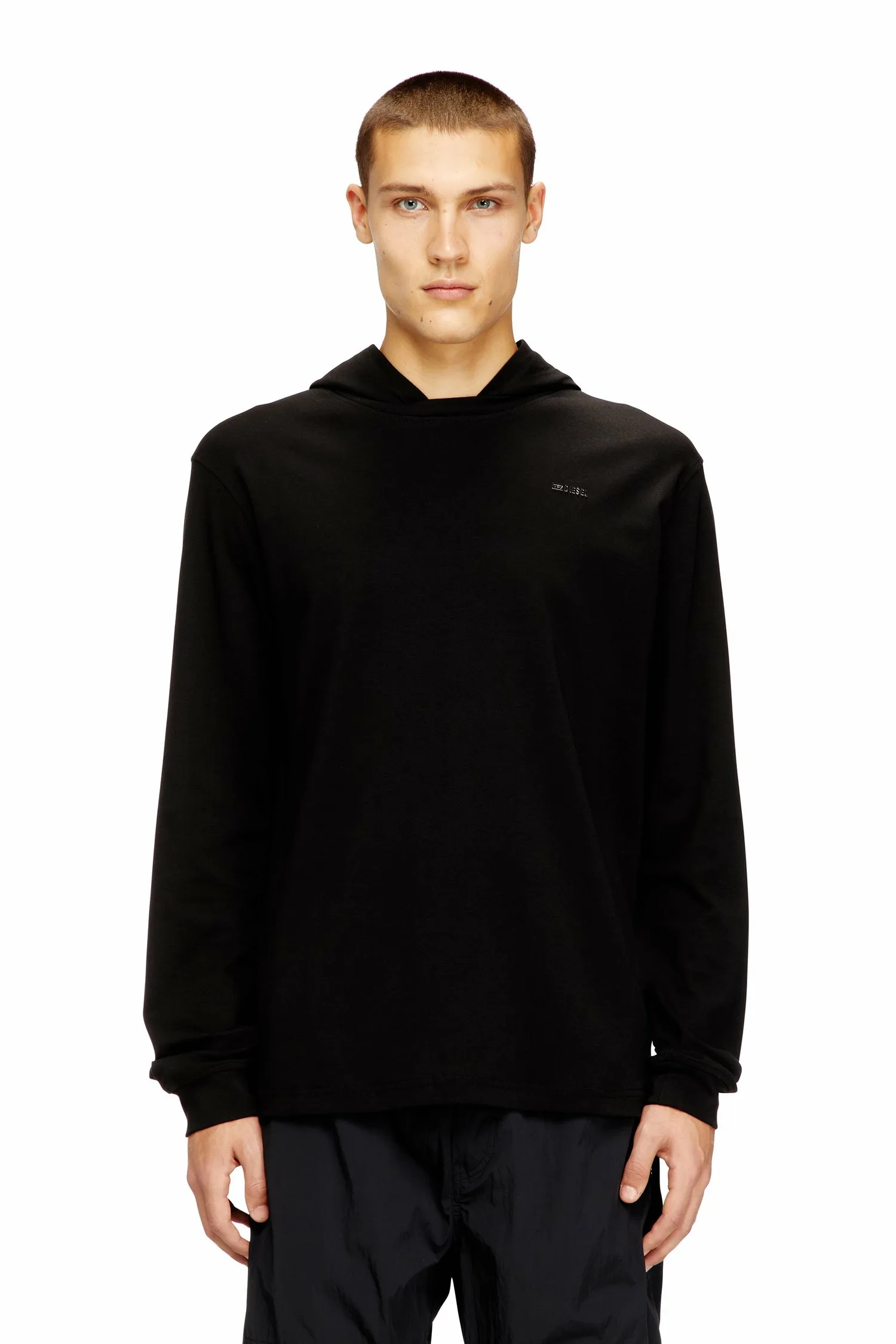 Мужская футболка с капюшоном и длинными рукавами T-BILL-LS-HOOD-MET Diesel, black