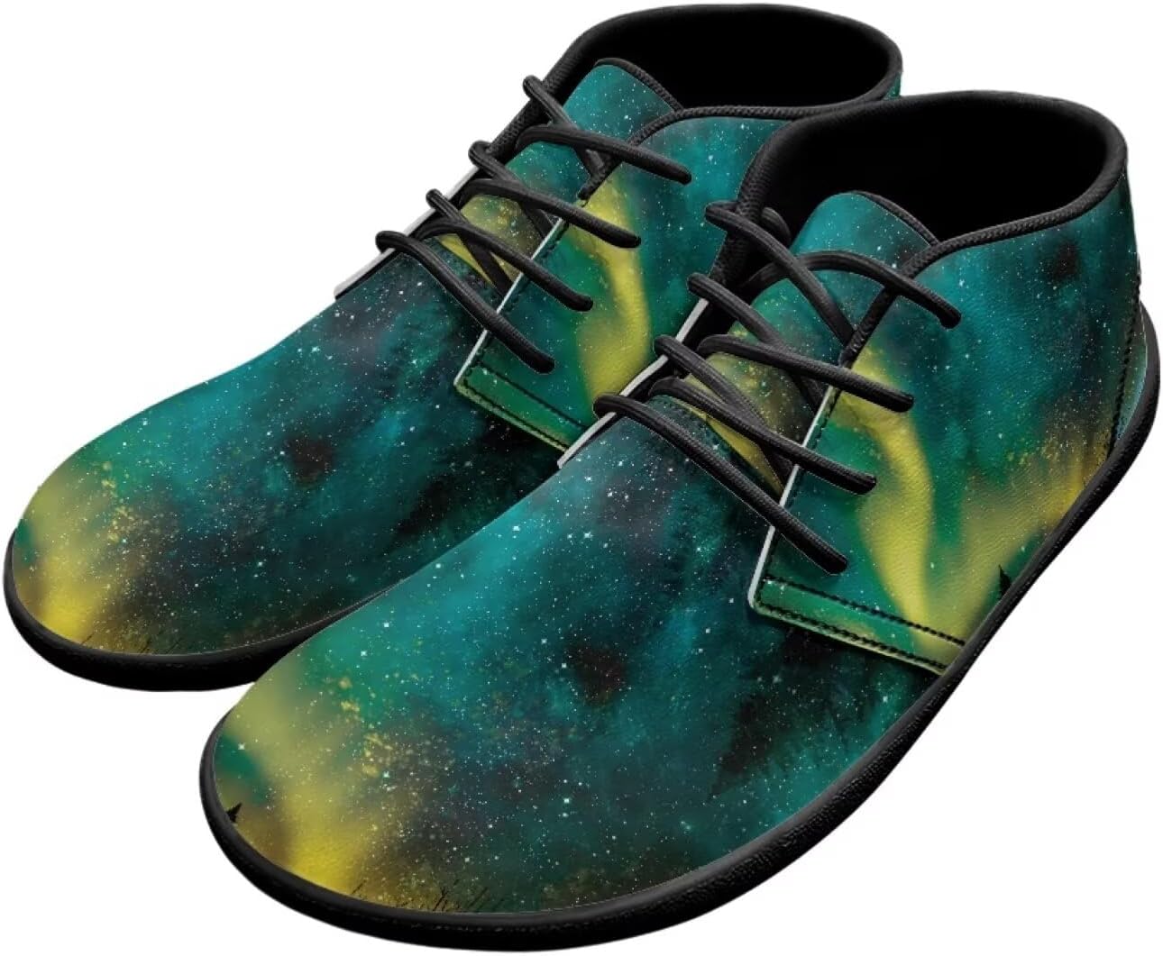 

Кожаные мужские кроссовки Forchrinse White Horse с красивым небом, для повседневной ходьбы и вождения, повседневные кожаные шнурованные туфли, средние ботинки Чукка, легкие, зеленый