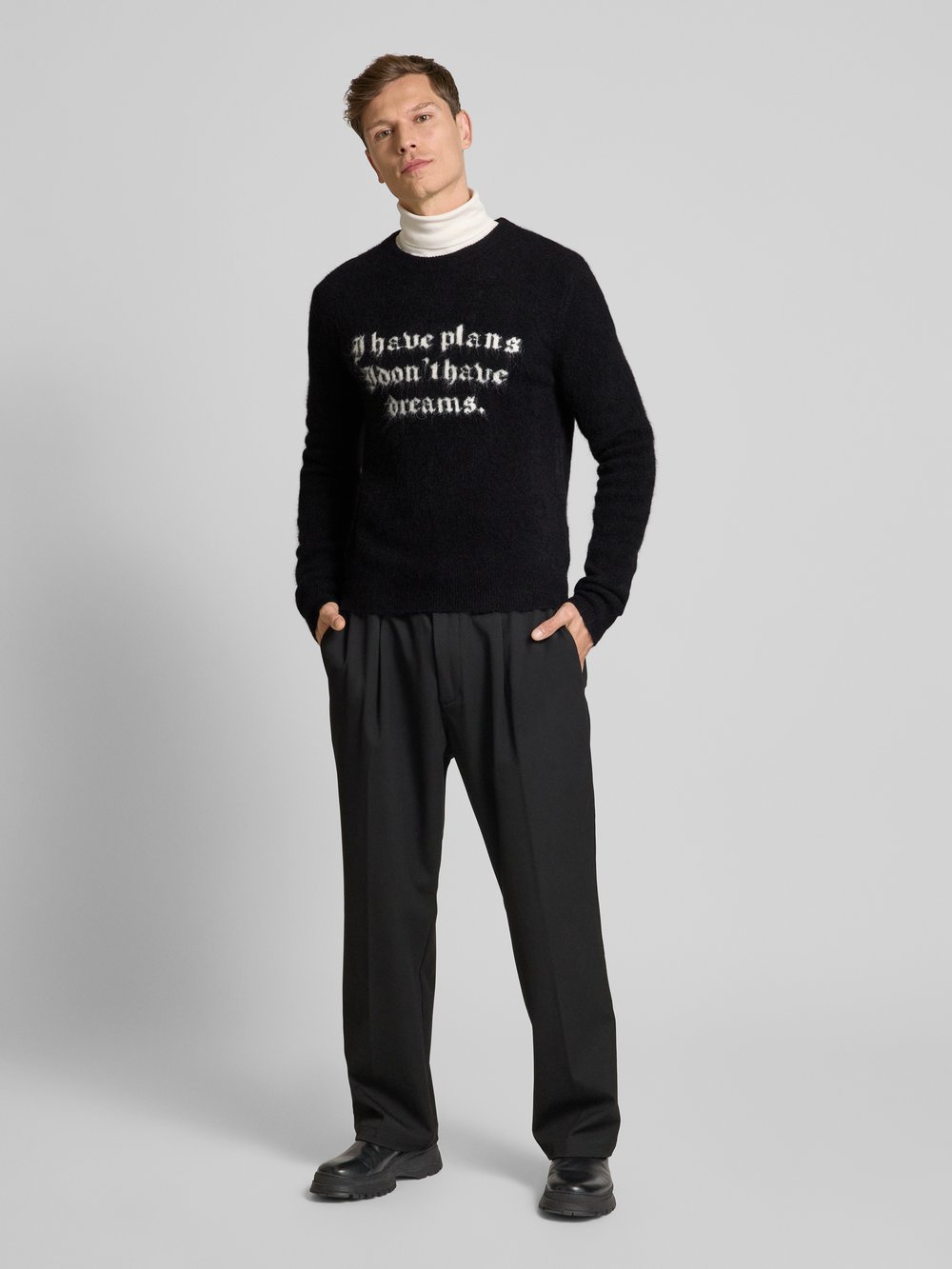 

Вязаный свитер из смеси альпаки с круглым вырезом THE KOOPLES, черный